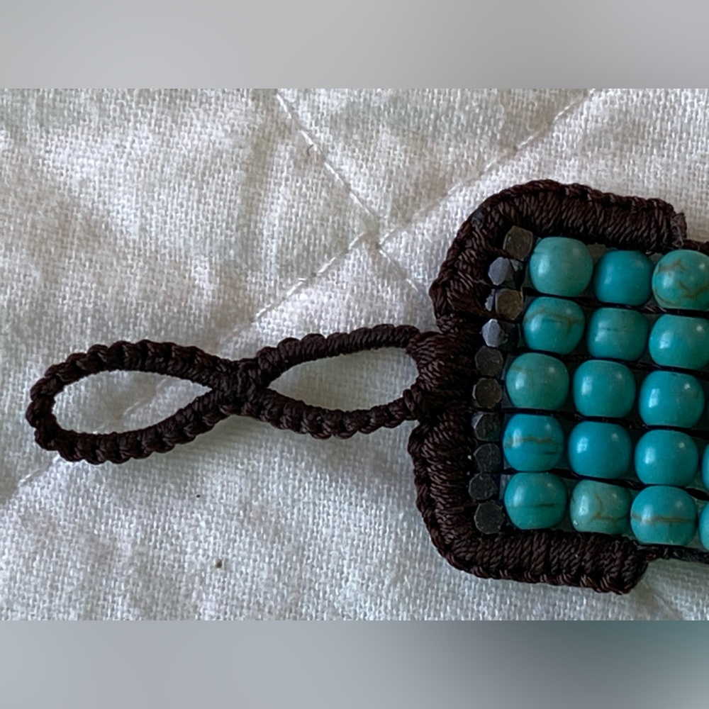 Love Heals Turquoise and Pyrite Beaded Bracelet - Picture 4 of 7